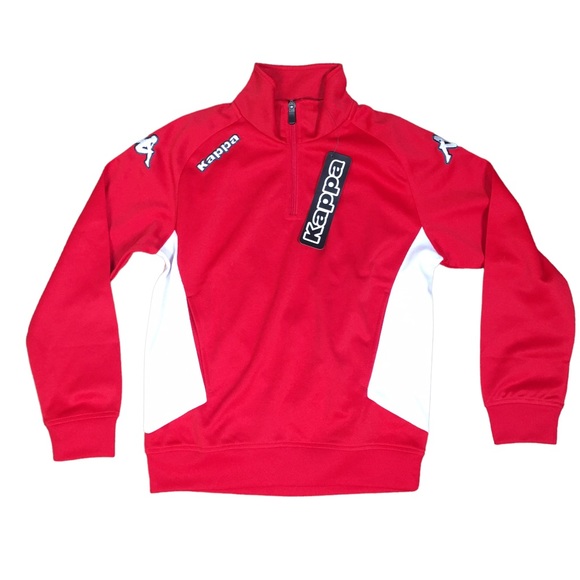 NEW Kappa Logo Red White Boys Foligno Training 10Y Half Zip Pull Over Top Shirt - Picture 1 of 5